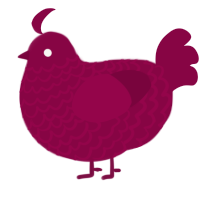 A maroon chicken with a lace pattern