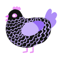 A black and lilac chicken with a lace pattern