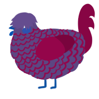 A overcast and maroon chicken with a lace pattern