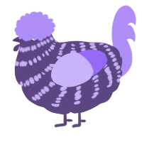 A overcast and lilac chicken with a bar pattern