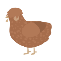 A brown chicken with a speckle pattern