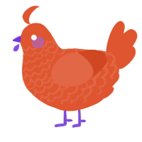 A vermilion chicken with a lace pattern