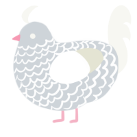 A mist and white chicken with a lace pattern