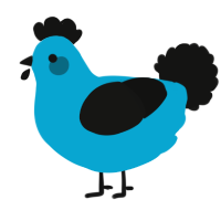 A cerulean and black chicken