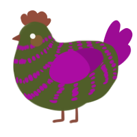 A olive and plum chicken with a bar pattern