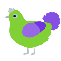 A grass and blurple chicken
