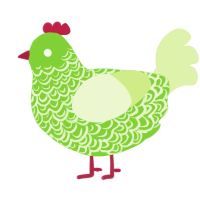A grass and apple chicken with a double-lace pattern