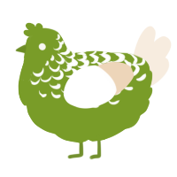 A chartreuse and cream chicken with a half-lace pattern