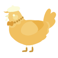 A honey chicken with a head pattern