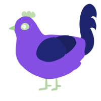 A blurple and navy chicken
