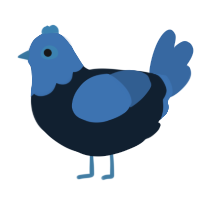 Bocanada, a tumblr and ultramarine chicken with a head pattern