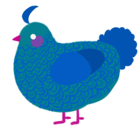 A sea and ultramarine chicken with a double-lace pattern