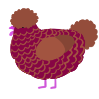 A maroon and russet chicken with a lace pattern