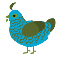 A cerulean and olive chicken with a lace pattern