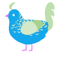 A sky and gluppy chicken with a half-lace pattern