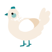 A cream chicken with a neck-speckle pattern