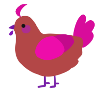 A red and fuchsia chicken