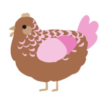 A brown and pink chicken with a half-lace pattern
