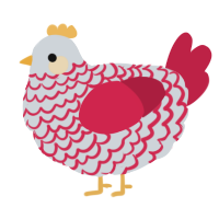 A mist and crimson chicken with a lace pattern