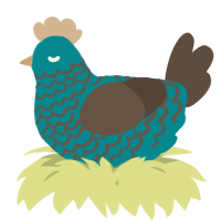 A teal and bark chicken with a lace pattern