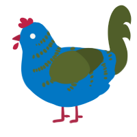 A sapphire and olive chicken with a half-bar pattern