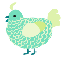 A mint and apple chicken with a lace pattern