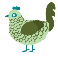 A gluppy and olive chicken with a lace pattern
