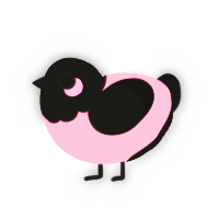 A rose and black chicken with a head pattern