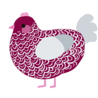 A maroon and mist chicken with a double-lace pattern
