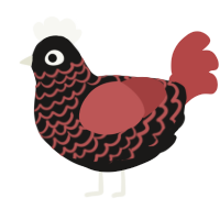 A sable and red chicken with a lace pattern