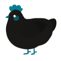 A sable and black chicken with a half-lace pattern