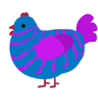 Ithis, a sapphire and amethyst chicken with a bar pattern