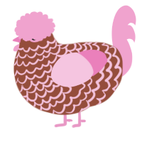A russet and pink chicken with a lace pattern