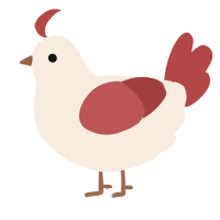A cream and red chicken