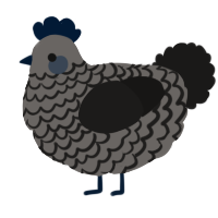 A grey and sable chicken with a lace pattern