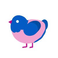 Terrela, a pink and ultramarine chicken with a head pattern