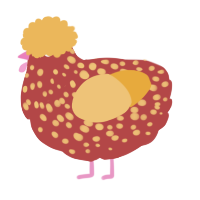 A red and honey chicken with a speckle pattern