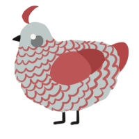 A silver and red chicken with a lace pattern