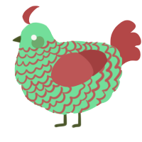 A spring and red chicken with a lace pattern