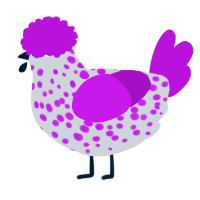 A mist and amethyst chicken with a speckle pattern