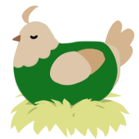 A leaf and beige chicken with a head pattern