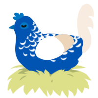 A ultramarine and cream chicken with a half-lace pattern