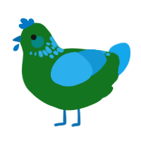 A leaf and sky chicken with a neck-speckle pattern