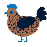 A brown and tumblr chicken with a speckle pattern