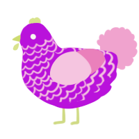 A amethyst and pink chicken with a lace pattern