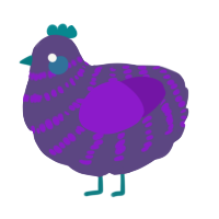A overcast and violet chicken with a bar pattern