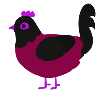 A maroon and black chicken with a head pattern