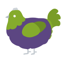 A overcast and chartreuse chicken with a head pattern