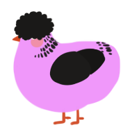 A lavender and sable chicken with a neck-band pattern