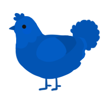 A ultramarine chicken with a head pattern